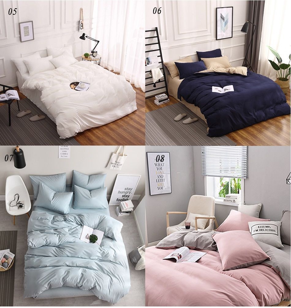 布団カバー セット シングル/セミダブル/ダブル ベッドカバー フラットシーツ セット チェック柄 薄手3点/4点 四季通用 柔らかい 寝具セット ボックスシーツ ダブルベッド ベッドカバー 4点セット 布団カバーセット シングル