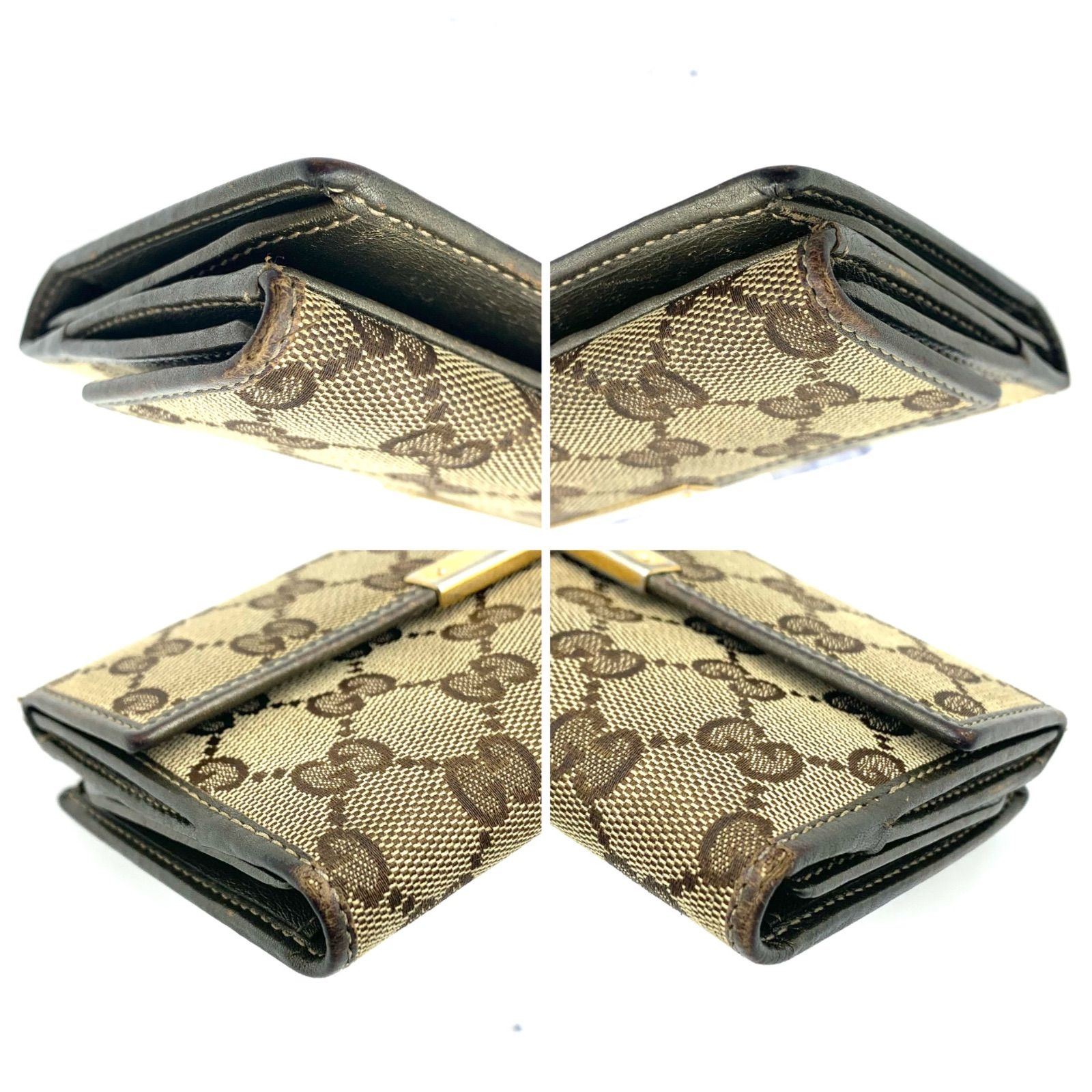 GUCCI GGキャンバス 二つ折り 長財布 Wホック ダブルホック