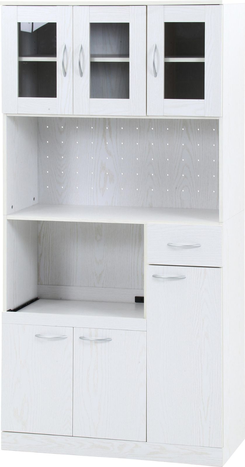 レンジボード 幅88.5×奥行42×高さ180cm キッチン収納 食器棚 白