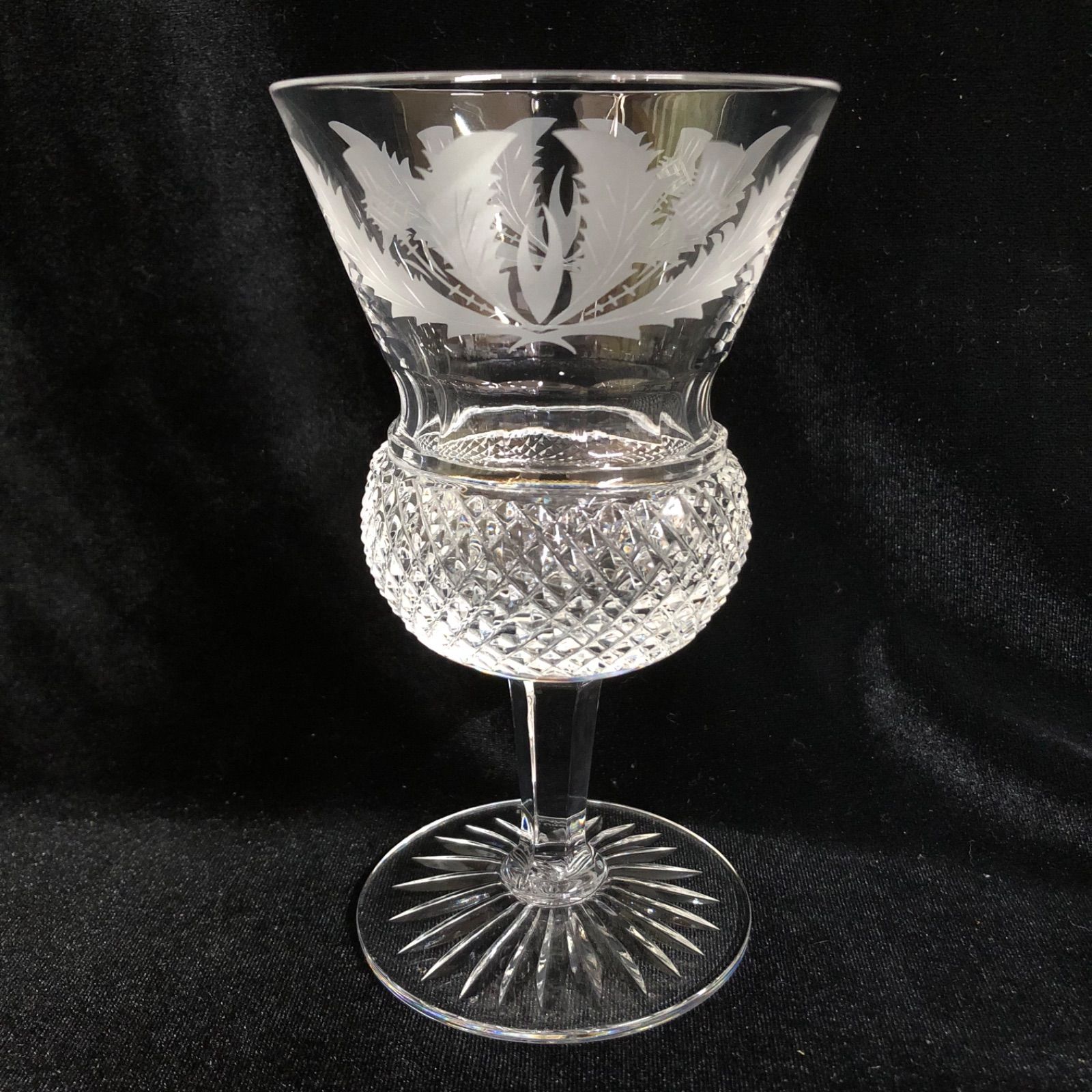 格安特売3056-2　シャンパン、ブランデーグラス　エディンバラクリスタル　アザミ模様　1955～1980年代　英国　スコットランド　ヴィンテージ クリスタルガラス