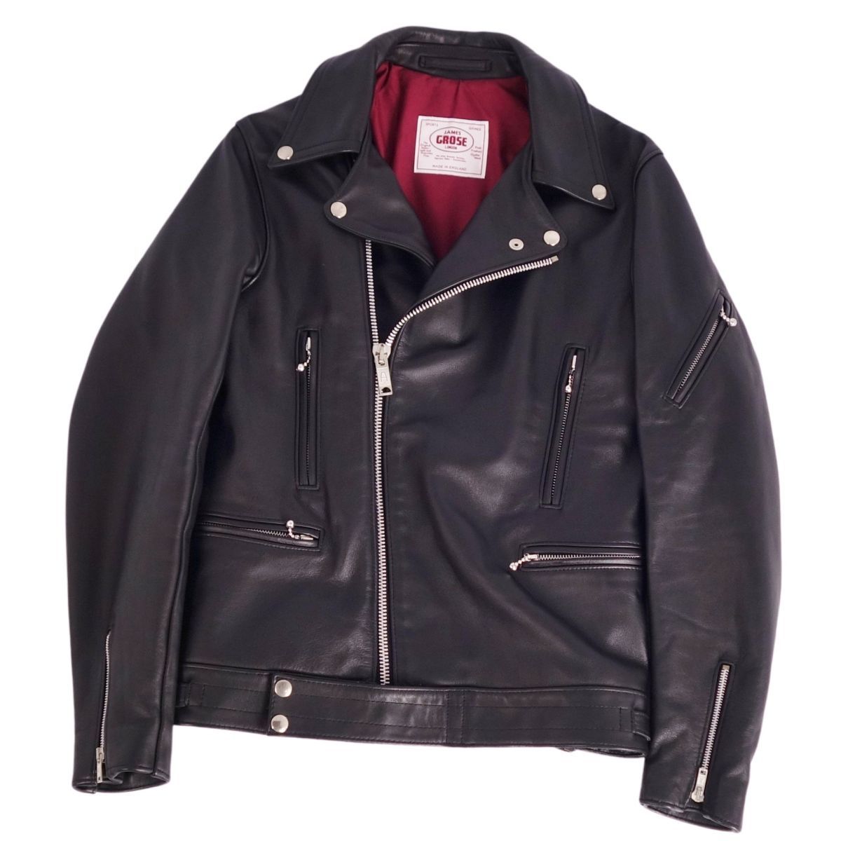 UNITED ARROWS】 ラムレザー スタンドカラーダブルジップ