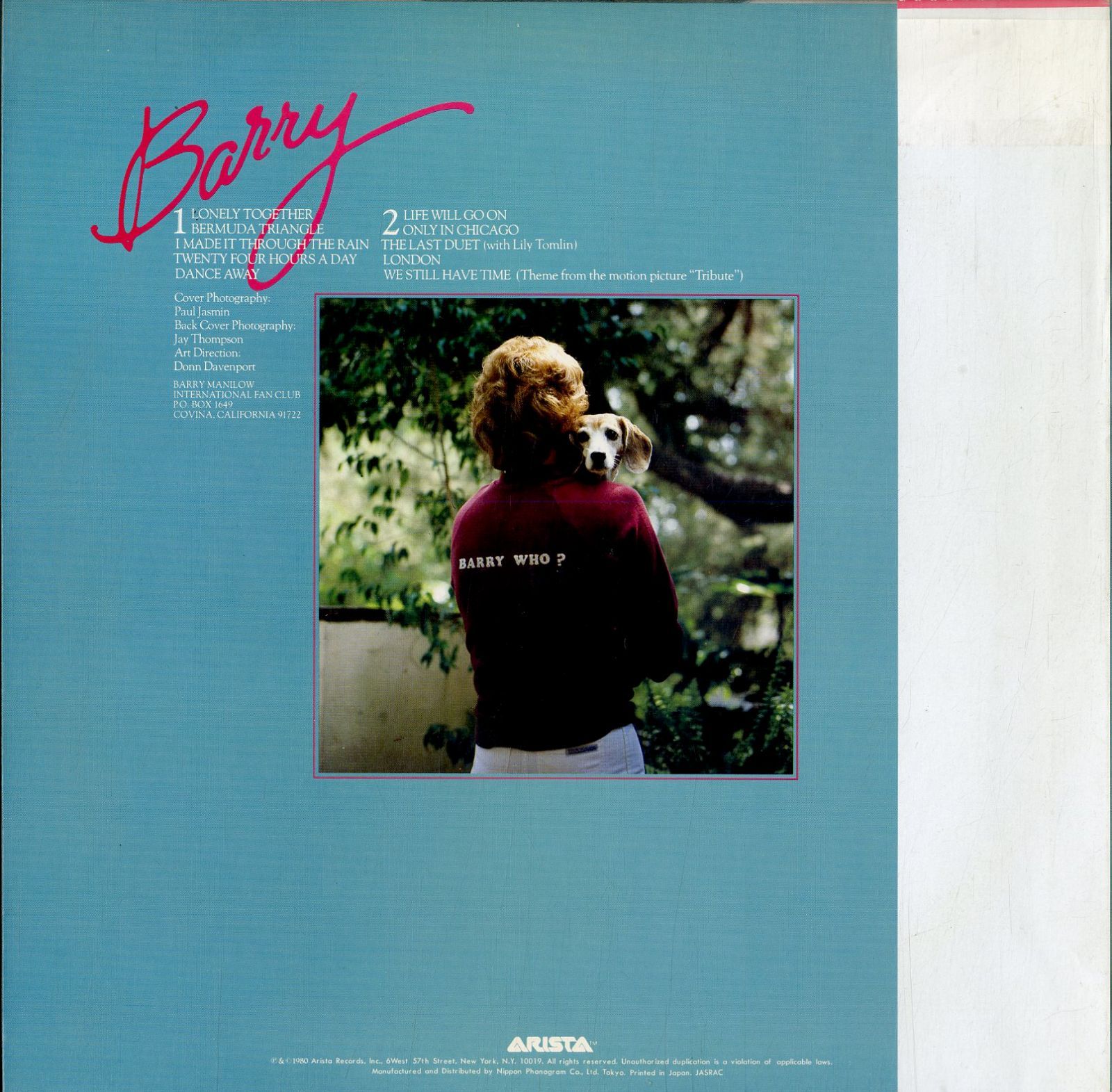 A00474235/LP/バリー・マニロウ「Barry (1980年・AOR・ブルー