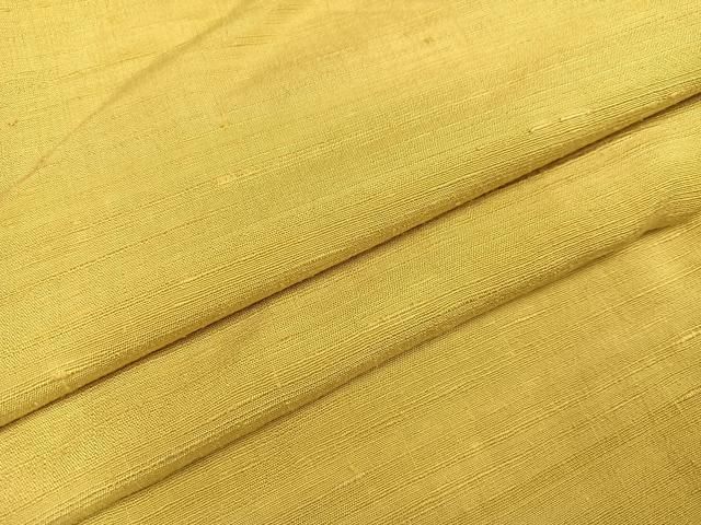平和屋着物●上質な紬 色無地 芥子色 正絹 AABA8935ph