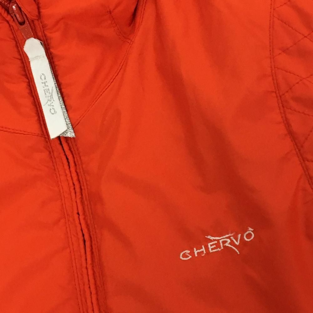 美品】シェルボ アウターベスト オレンジ ロゴ刺しゅう 裏起毛