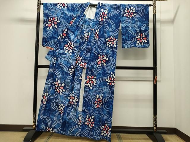 平和屋着物∴夏物 浴衣 有松鳴海絞り 吉祥花文 綿 逸品 CAAW1021ng