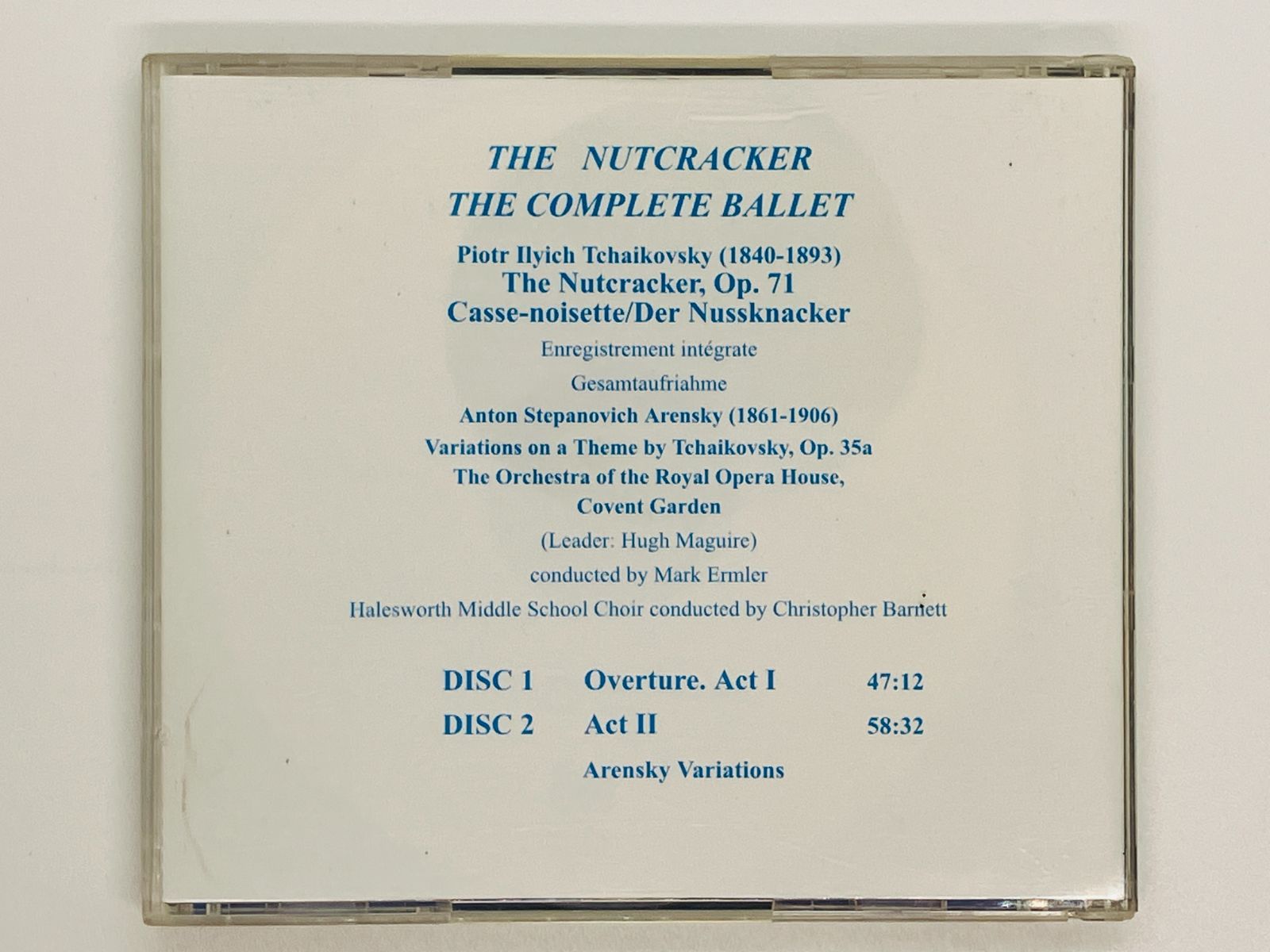 2CD チャイコフスキー TCHAIKOVSKY / THE NUTCRACKER THE COMPLETE BALLET / Ermler /  Roh Covent Garden Y11