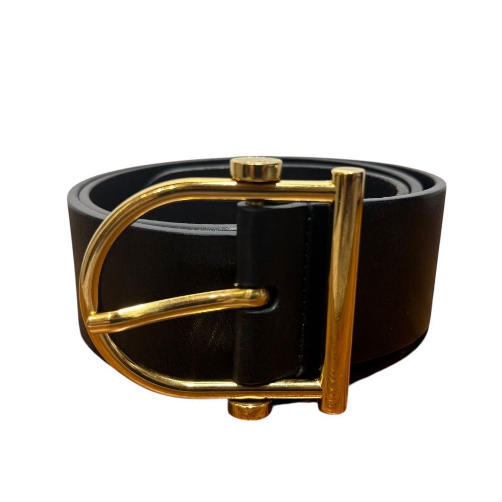柔らかな質感の レザー グッチ GUCCI 美品 ベルト ブラック×ゴールド 34 85 小物