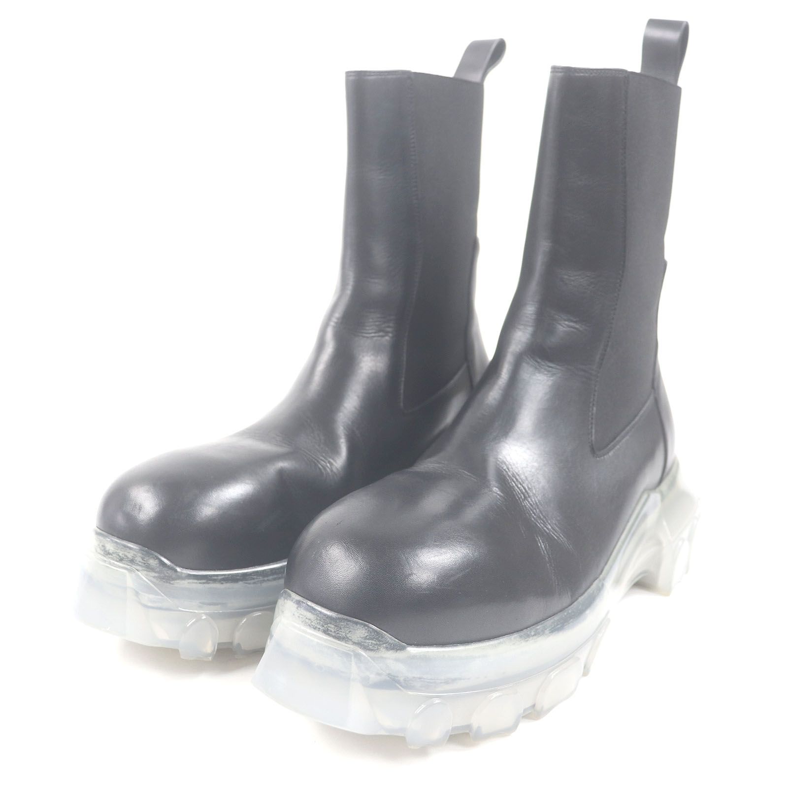 □Rick Owens リックオウエンス BEATLE BOZO TRACTOR ビートル ボゾ トラクター 厚底 レザー サイドゴアブーツ ブラック 41 メンズ