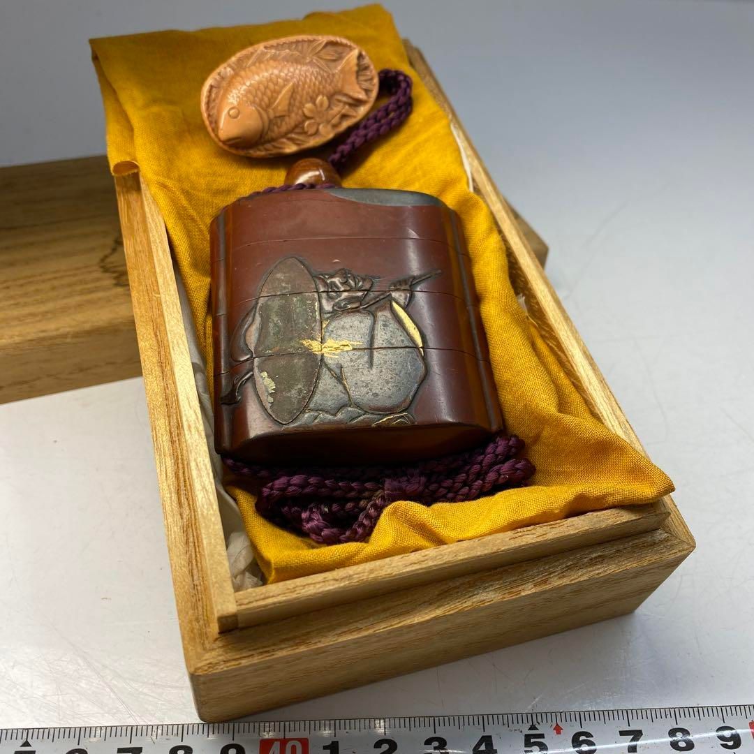 江戸時代 光琳蒔絵 印籠 木 東Y6-0501 2Fトトサ