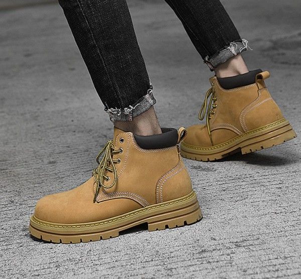 男女兼用 バイカーブーツ 秋冬季節に対応 厚底 本革マーチングブーツ 特大きいサイズ ces0086
