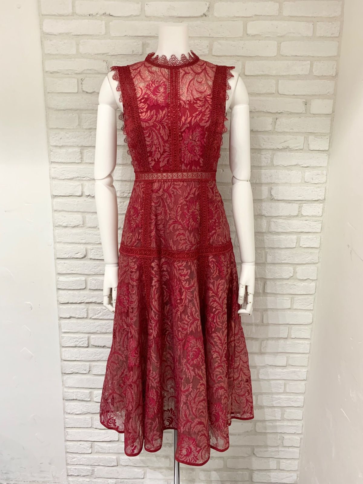 803 ERUKEI エルケイ キャバドレス 総レース ラメ ノースリーブ 0サイズ タイト 刺繍