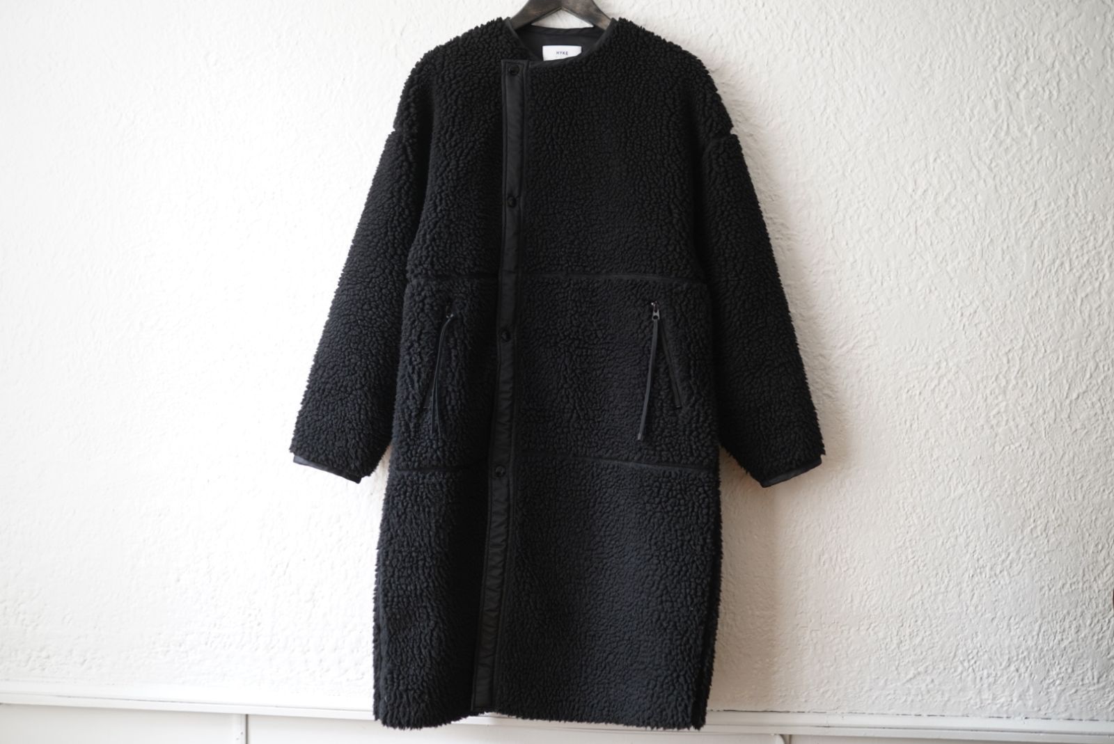 18AW HYKEボアコート Black HYKE】ボアコートFAUX SHEARLING COAT
