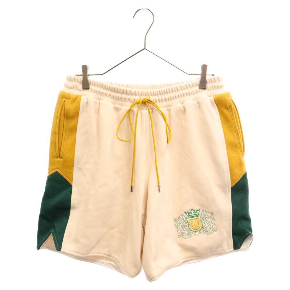 RHUDE ルード ドローストリング スウェットハーフパンツ アイボリー ロゴ刺繍 ショーツ ショートパンツ RHUDE (ルード) ドローストリング スウェットハーフパンツ アイボリー
