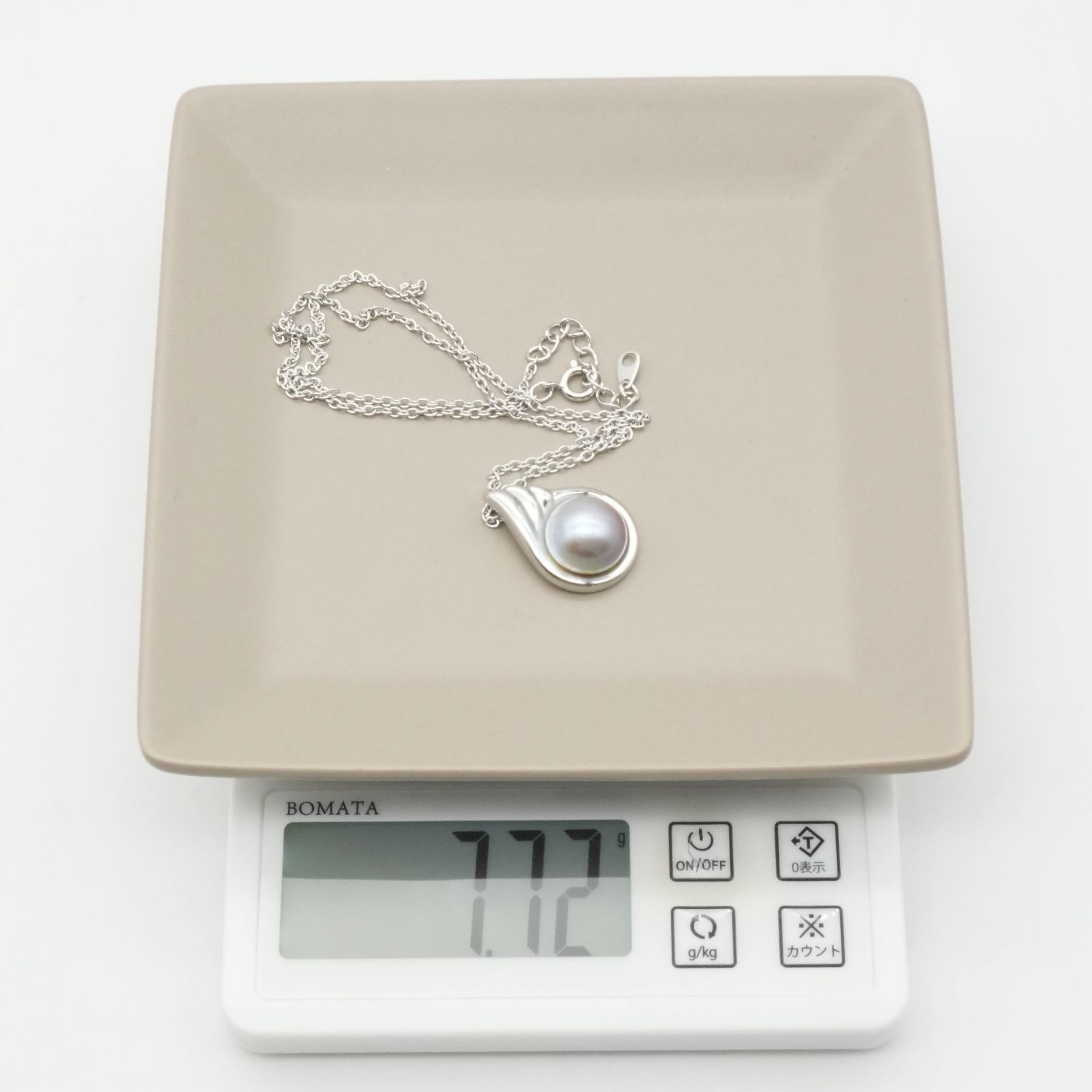 美品 田崎真珠 シルバー マベパール ネックレス 真珠 雫/25-1885S  