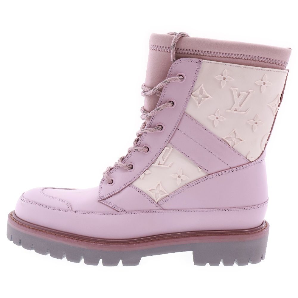 【美品】ルイヴィトン　ランドスケープライン　アンクルブーツ　パープル　ホワイト LOUIS VUITTON (ルイヴィトン) 20SS モノグラム ランドスケープ