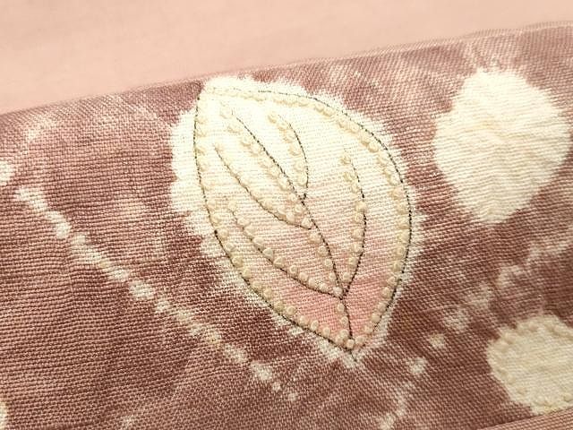 平和屋着物●中国三大刺繍　相良刺繍　両面　太鼓柄京袋帯　紬地　辻が花　絞り　正絹　逸品　CAAX9586yk 平和屋着物○中国三大刺繍 相良刺繍 両面 太鼓柄京袋帯 紬地 辻が花