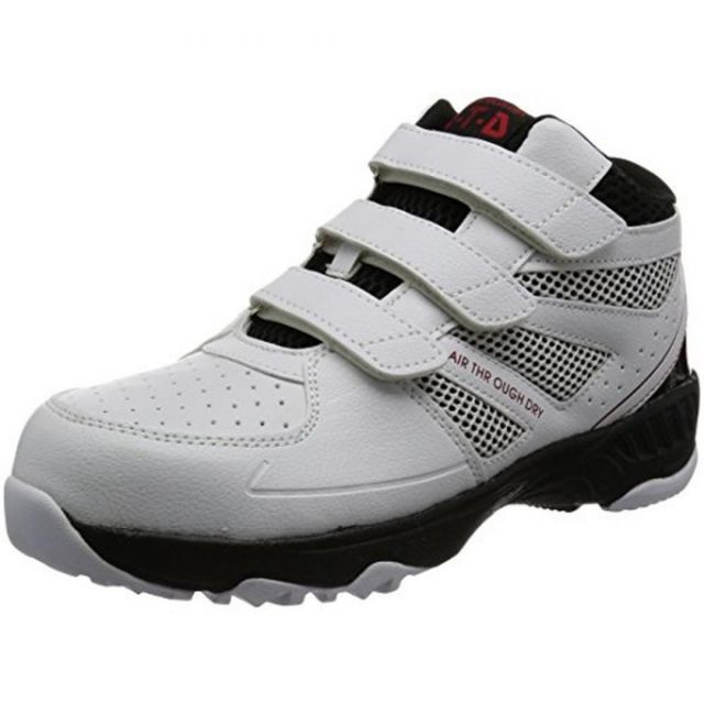 [キタ] メガセーフティ 安全靴 メッシュ ハイカット 「マジックタイプセーフティ」制菌加工インソール AIR・THROUGH・DRY MG-5640 WHI ホワイト 25