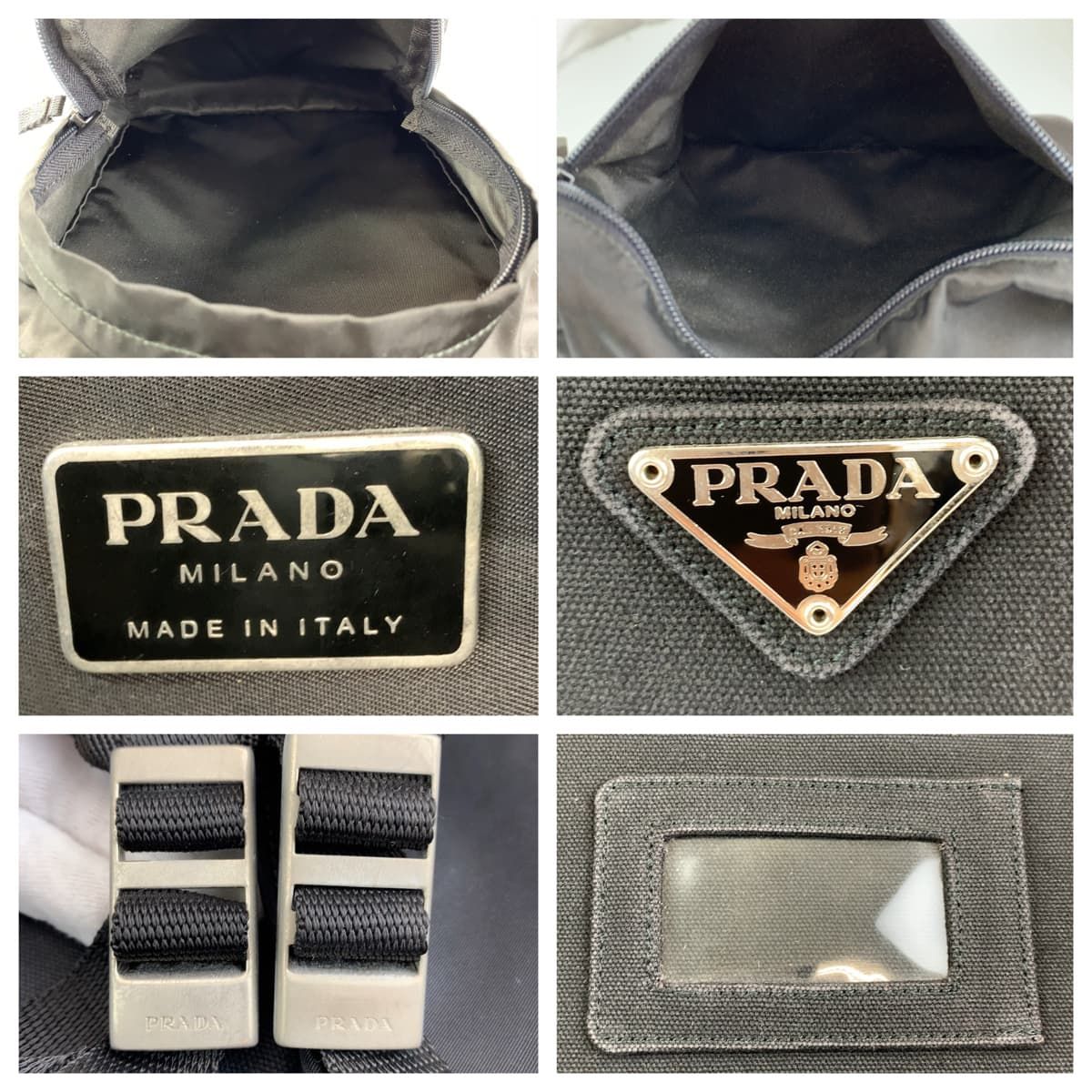 PRADA プラダ テスート ブラック 黒 シルバー金具 ナイロン リュック バックパック メンズ 404291プッシュロック外側