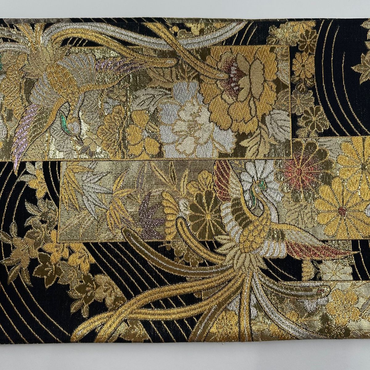 408my44◆天平花喰鳥文様 袋帯 金銀ラメ糸◆美品 m11067605567_1.jpg?1724209103