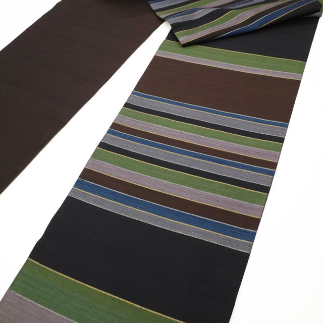 平和屋本店□極上 十日町 名門青柳謹製 櫛引織 太鼓柄袋帯 黒地 逸品