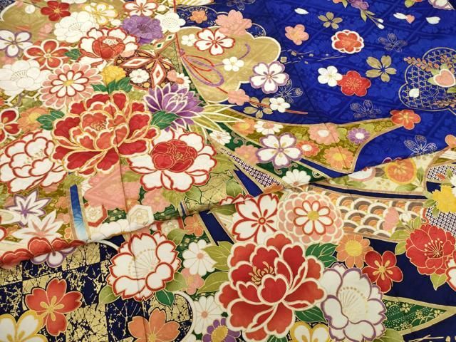 平和屋着物○豪華振袖 駒刺繍 几帳花鞠文 金彩 ロング丈 正絹 逸品