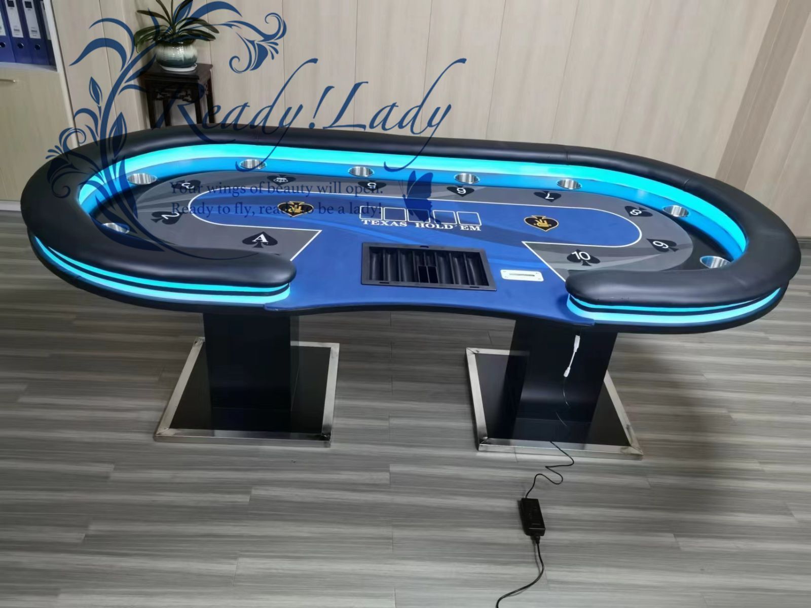 ポーカーテーブル トップ カップホルダー付き カジノ テキサスホールデム 10人 ホールデムサイコロ 240*120CM ポーカーテーブル トップ カップホルダー付き カジノ テキサスホールデム 10人 ホールデムサイコロ カジノ用品 240