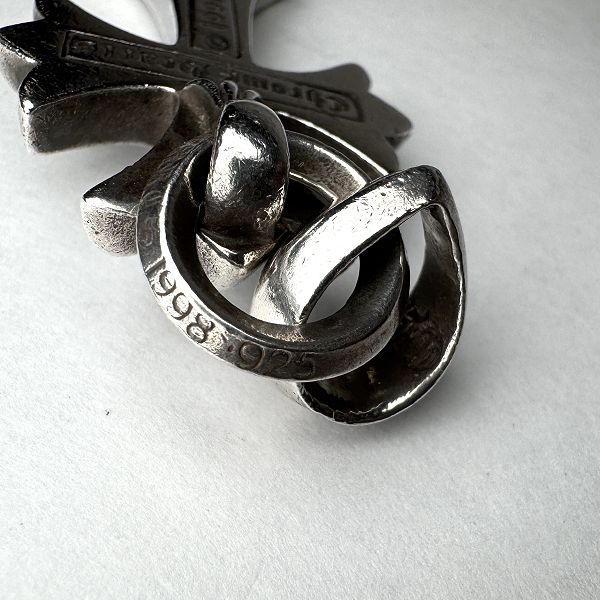 CHROME HEARTS クロムハーツ CH CRS SML W/BALE スモールCHクロスペンダント Wベイル ネックレストップ シルバー CHROME HEARTS クロムハーツ CH CRS SML W⁄BALE スモールCHクロス