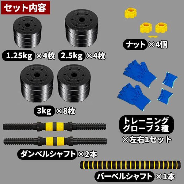 ダンベルシャフト2本とプレートセット （メガダンベルセット