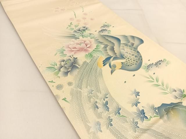 平和屋着物○太鼓柄京袋帯 紬地 草花文 正絹 逸品 未使用