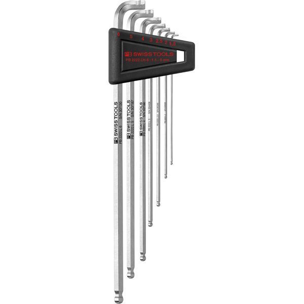 PB SWISS TOOLS ピービースイスツールズ 7本組 マルチアングルタイプ ボール付ロング六角棒レンチセット 2222.LH-6