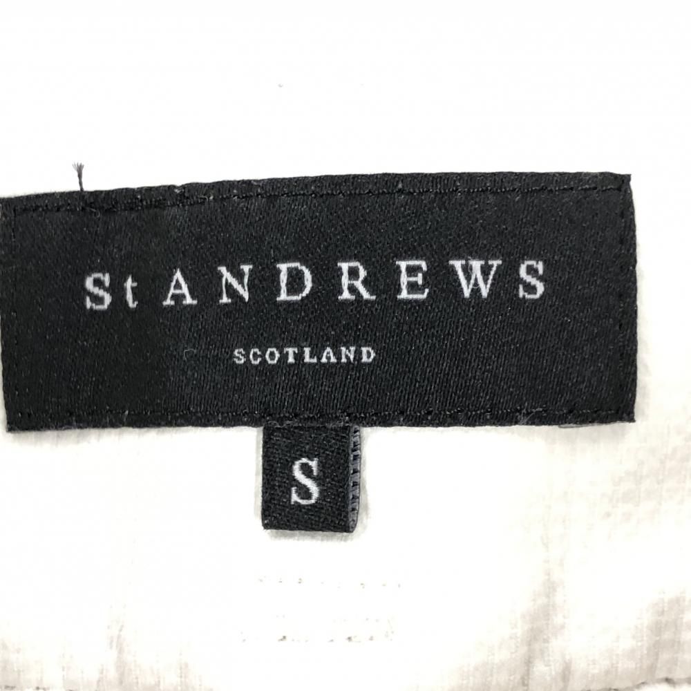 St.Andrews - 【超美品】セントアンドリュース スカート 白 フリンジボーダー調 ロゴゴールド レディース S ゴルフウェア St ANDREWS 超美品】セントアンドリュース スカート 白 フリンジボーダー調