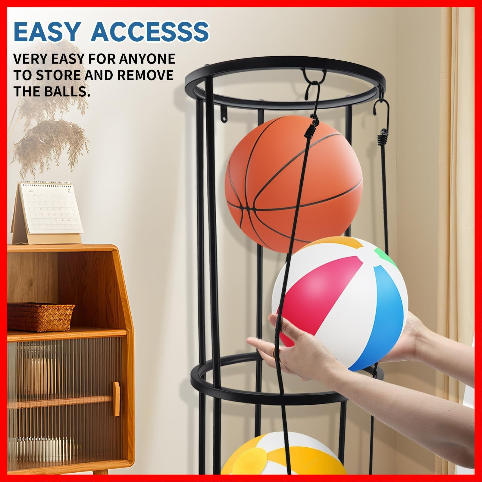ボール収納ラック 組立式 ボールスタンド バスケットボール収納ラック 4段 ボール整理カゴ
