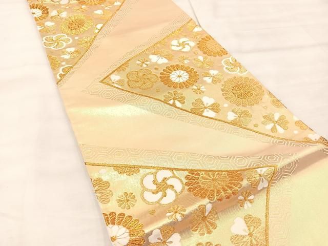 平和屋着物○結城紬 80亀甲 飛び亀甲柄 風景草花文 正絹 逸品 未