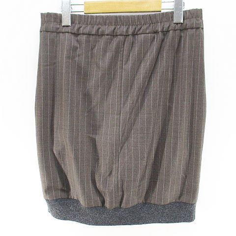ブルネロクチネリ BRUNELLO CUCINELLI グネックスフォー GUNEX FOR ストライプ柄 膝丈 フ スカート スカート 38 茶系 ブラウン イタリア製 ポケット 毛 ウール