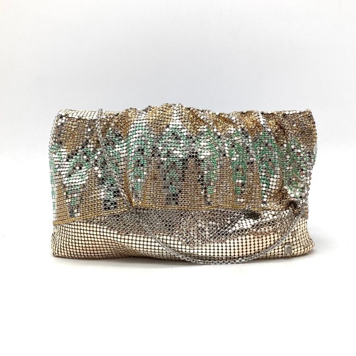 PIERRE CARDIN ピエール カルダン ロゴ ラメ シルバー チェーン ショルダー バッグ eY0493N