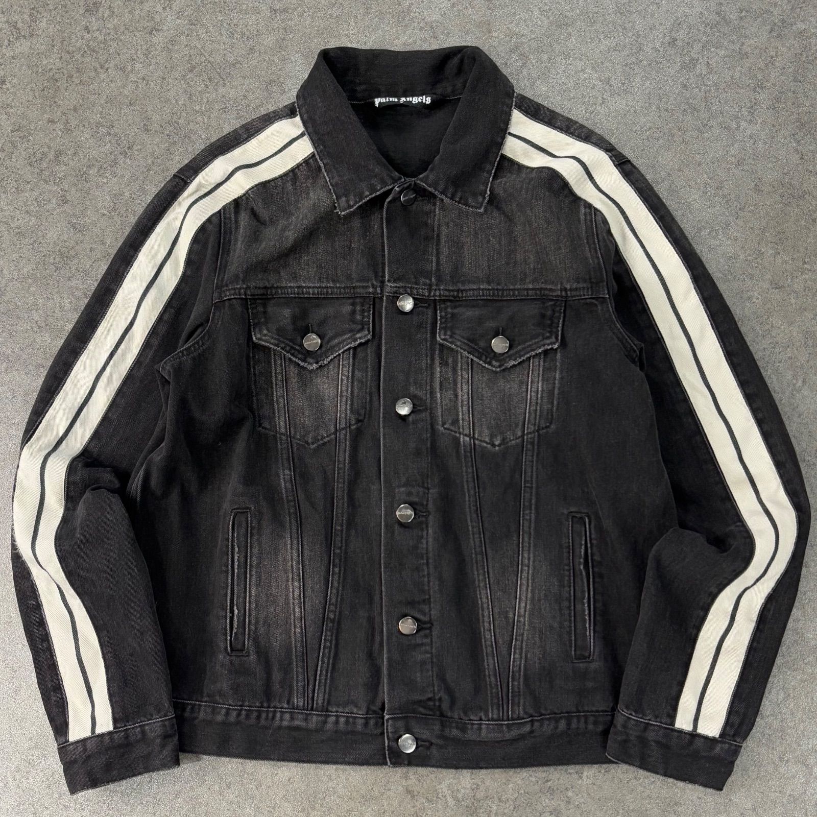 Palm Angels Denim Jacket Black パルムエンジェルス デニムジャケット Gジャン ブルゾン サイドライン ブラック 黒 メンズ PMYE006E20DEN001