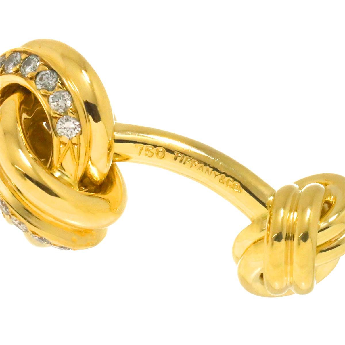 ティファニー　ゴールド カフス　希少 ティファニー TIFFANY&Co. ノット ダイヤ カフス K18 YG