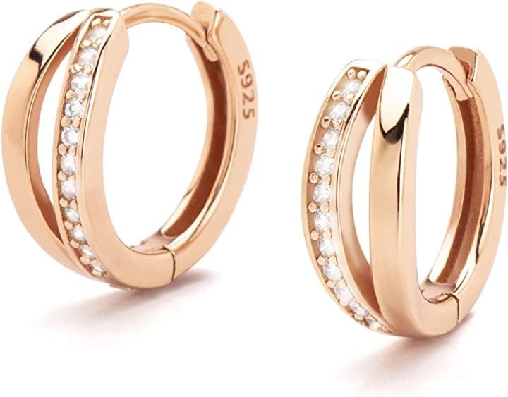 aliba ピアス レディース フープピアス 金属アレルギー対応 リングピアス 女性(ピンクゴールド)