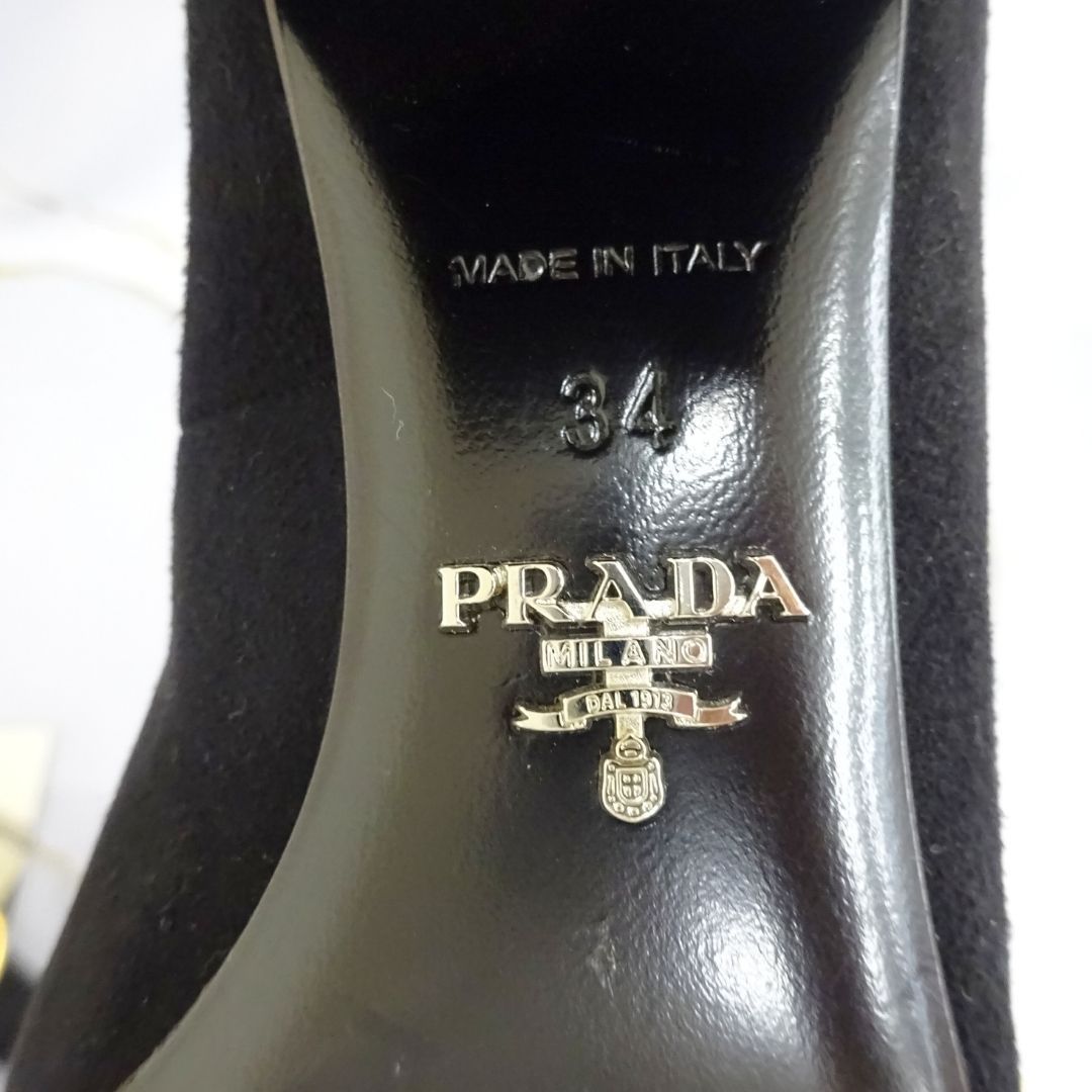 PRADA プラダ パンプス アンクルストラップ スエード ブラック