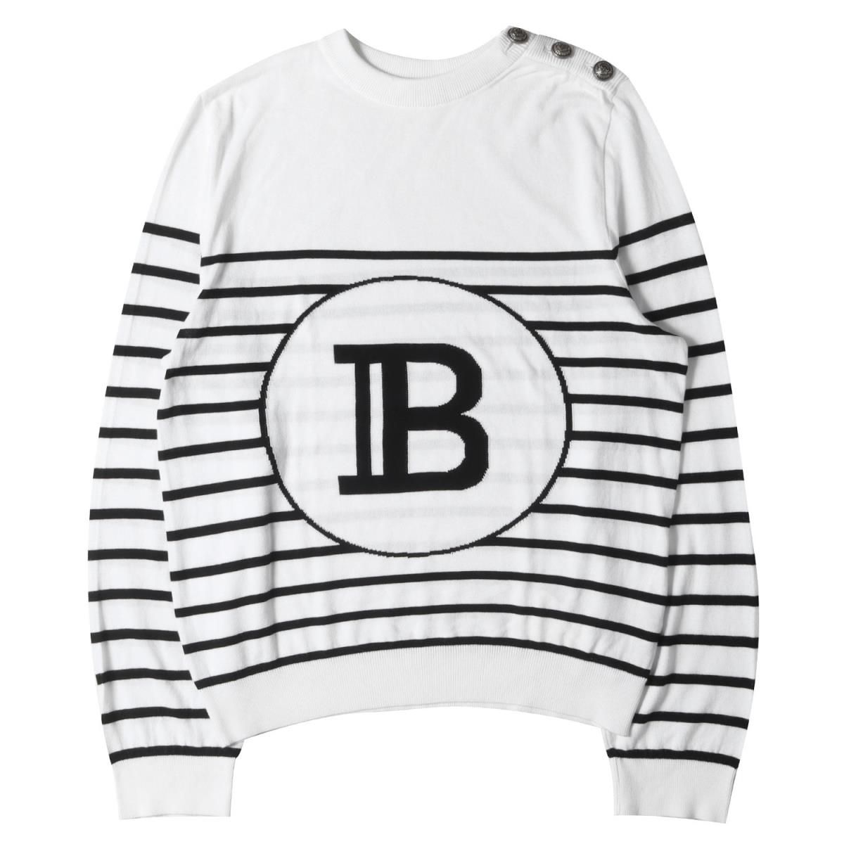 BALMAIN バルマンオム　エンブレムボタン　クルーネックニット　メンズ 美品 BALMAIN HOMME バルマンオム ニット サイズ：XXL 肩エンブレム