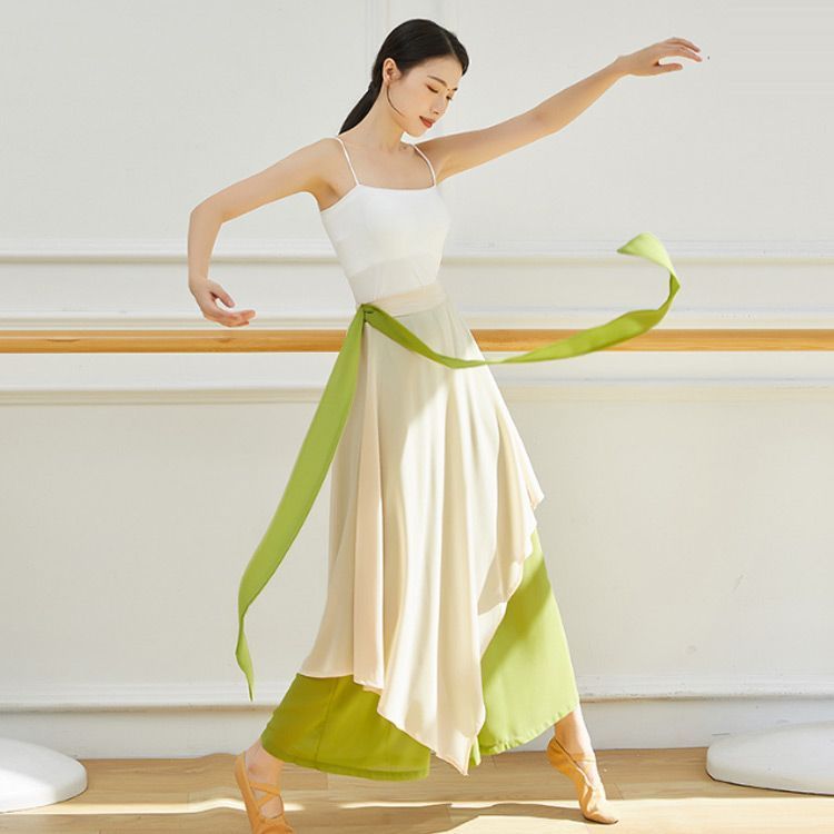 新品社交ダンスワイドパンツ黒レッスンシフォンズボン6297