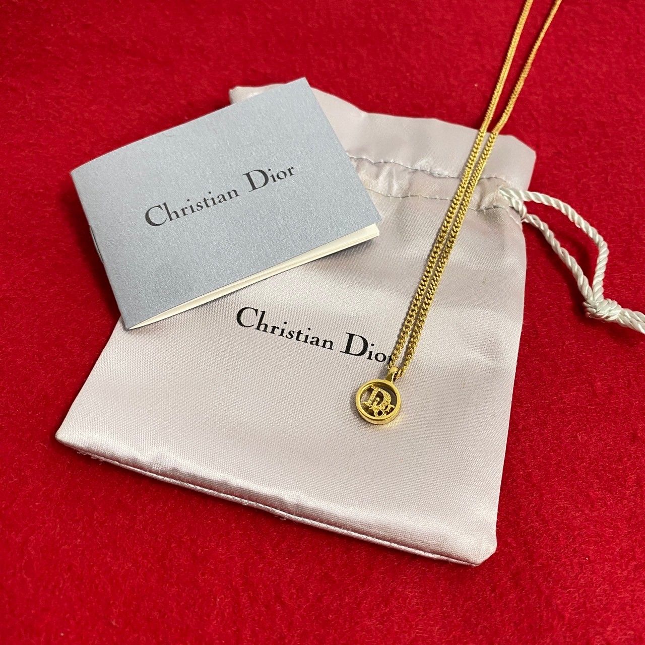 極 美品 袋付 Christian Dior ディオール ロゴ ラインストーン
