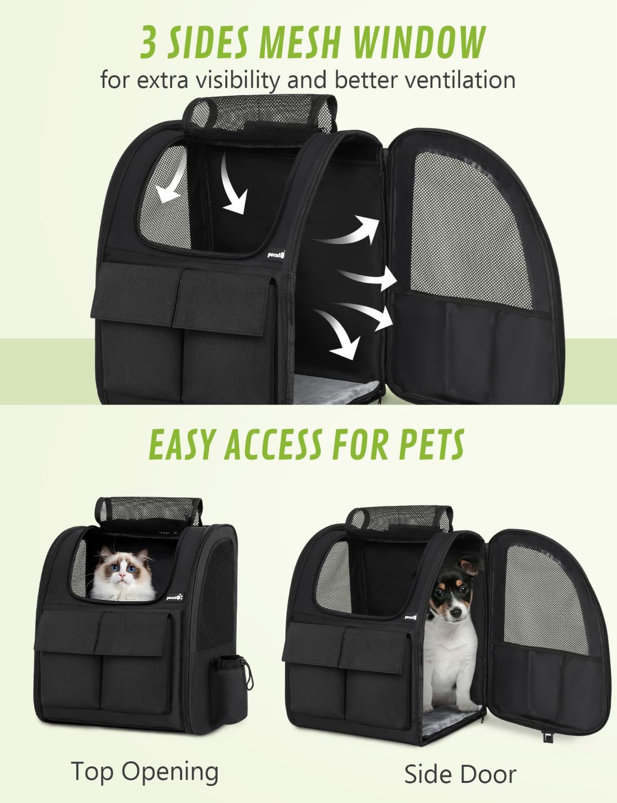 キャリー 猫用 カート 3 WAY 猫 犬 小型犬 キャスター付き ペットキャリーケース 折り畳み 取り外し な車輪 ペットキャリー ドライブ 旅行 ペットキャリー 通院 防災 避難用 リュック キャリー ブラック