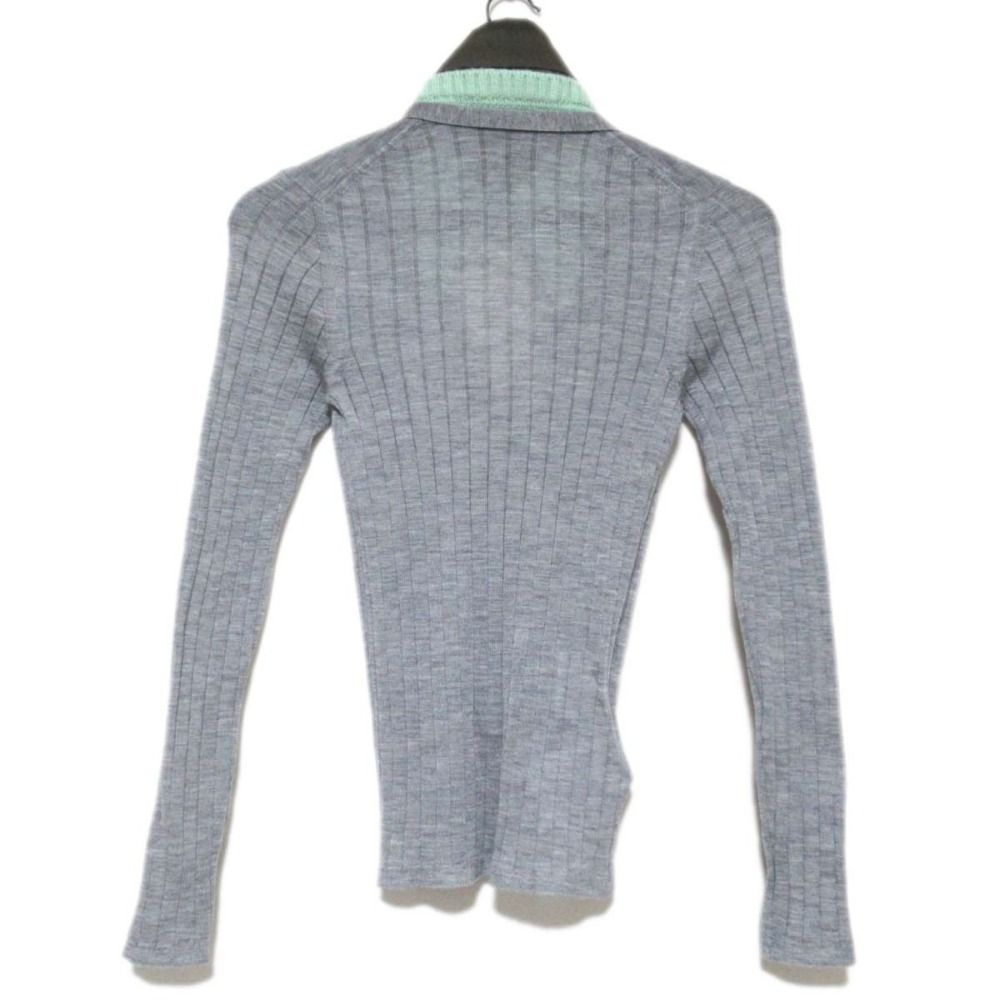 PRADA - 美品 23AW PRADA プラダ カシミヤウール シルクブレンド レイヤードデザイン リブニット カーディガン 36サイズ グレー系 レディース 古着 中古 USED 美品 23AW PRADA プラダ カシミヤウール シルクブレンド