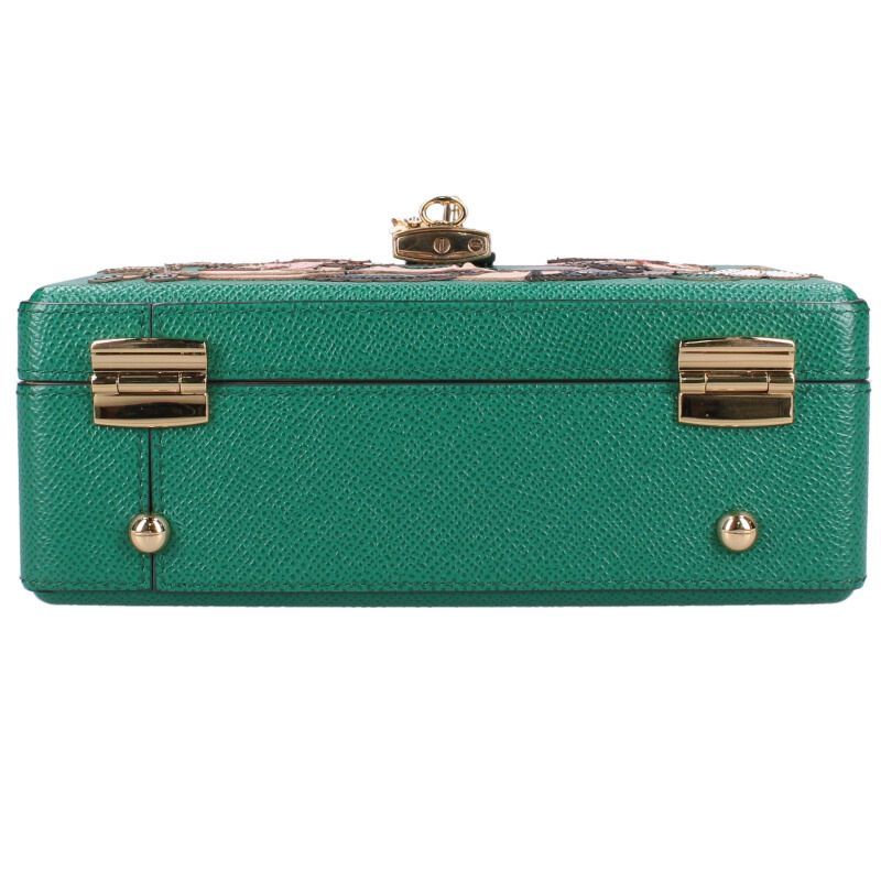 ドルチェアンドガッバーナ  Teatro Dei Pupi Bag Crystals and Carretto Print Green トレジャーボックス2WAYハンドバッグショルダーバッグ メンズ