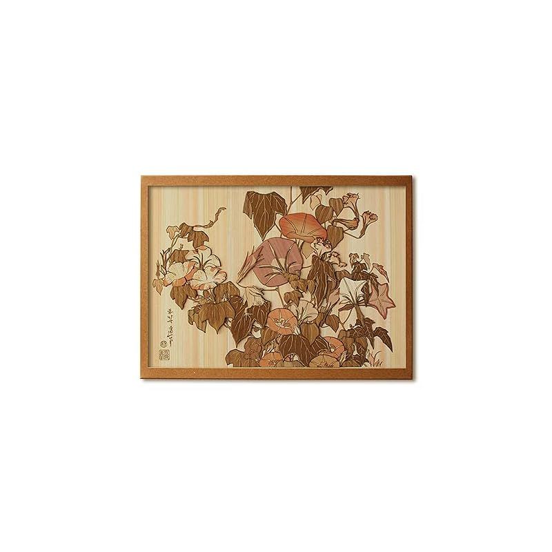 KINOWA 朝顔に雨蛙 木はり絵 オリジナル 手作り キット 浮世絵 北斎 花鳥画集