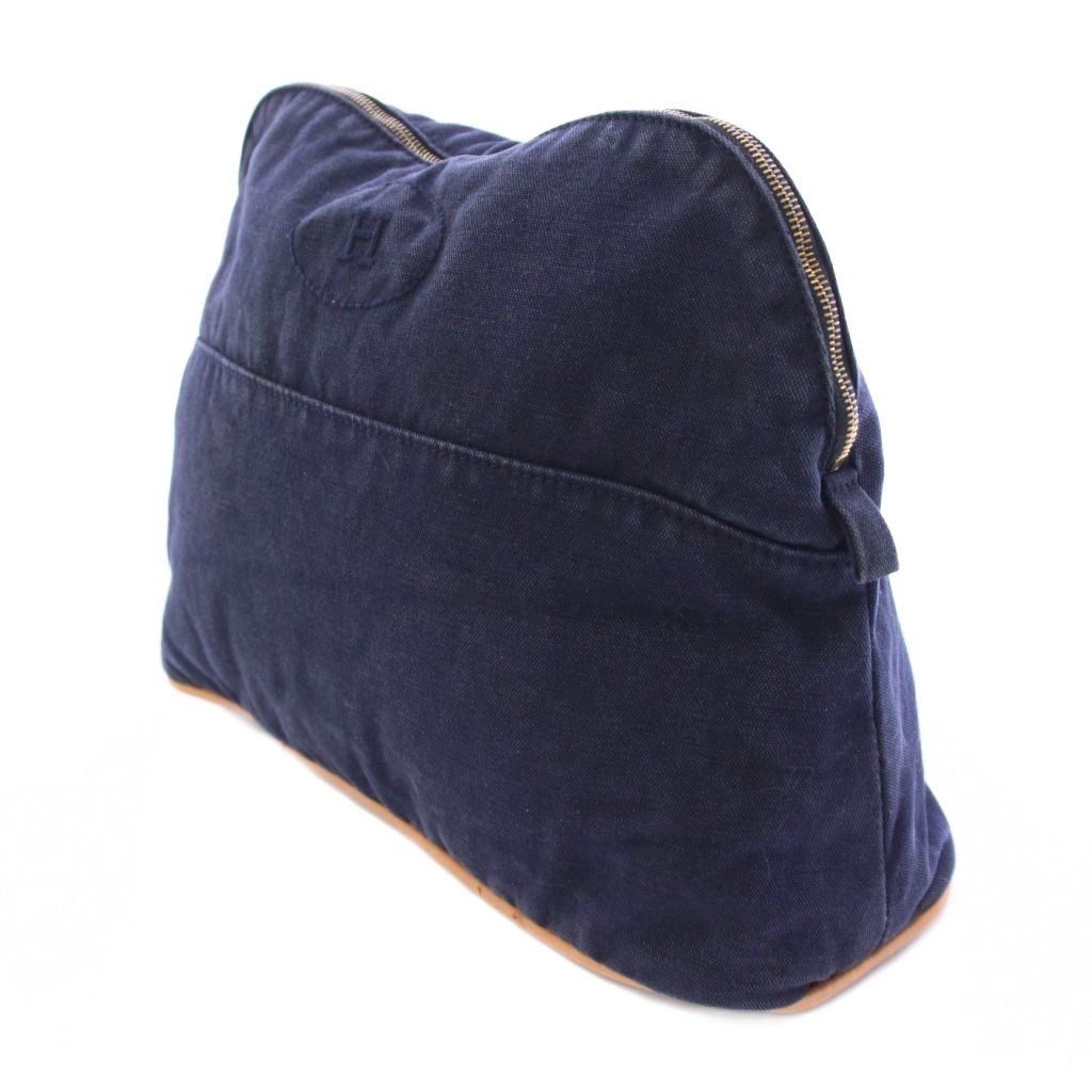 エルメス HERMES ボリードGMキャンバスポーチ バス用 Hロゴ 紺 ネイビー BB OH
