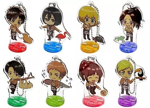 キーホルダー　全8種セット 「進撃の巨人×カワスイ 川崎水族館 ～巨人潜む水辺を調査せよ～ トレーディング ちびキャラ アクリルスタンドキーホルダー」 中古】キーホルダー 全8種セット 「進撃の巨人×カワスイ 川崎