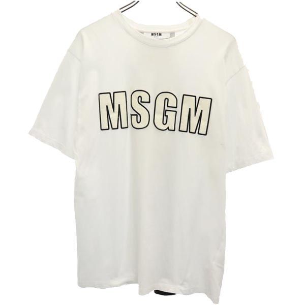 エムエスジーエム イタリア製 プリント 半袖 Tシャツ XS 白 MSGM ロゴ 