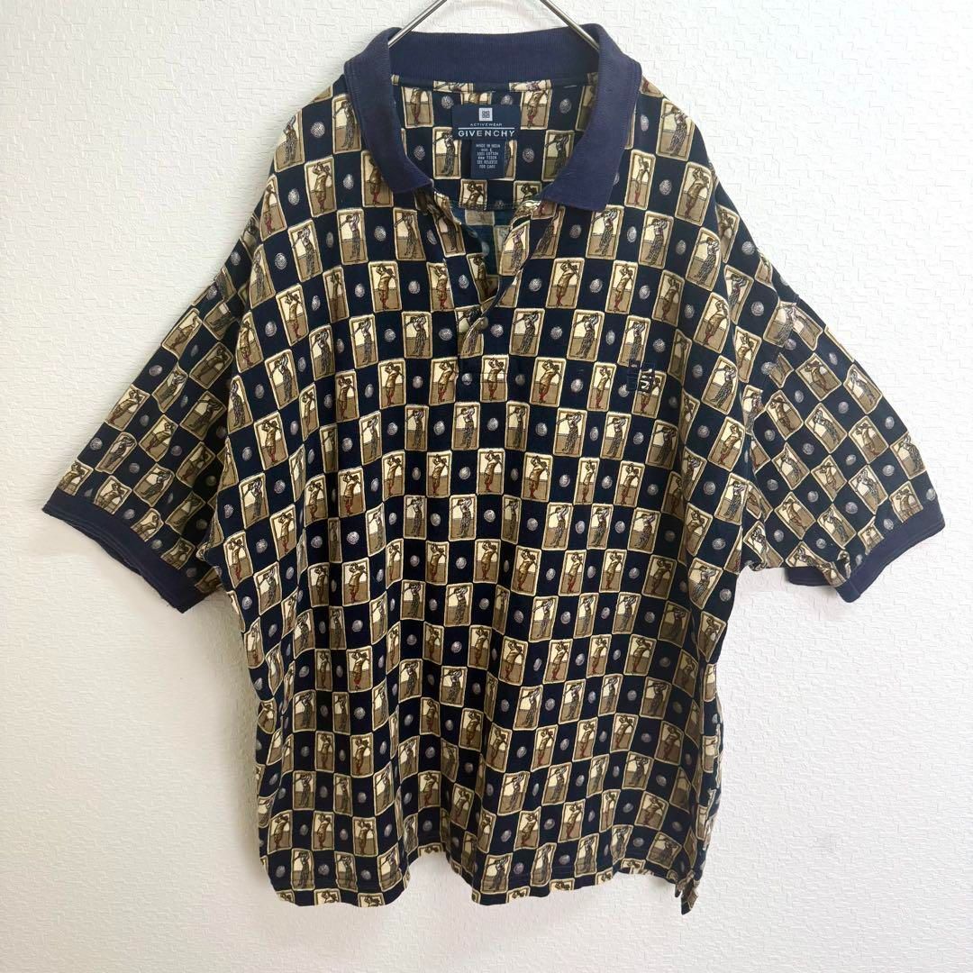 GIVENCHY ジバンシー ゴルフプリント半袖ポロシャツ モノグラム